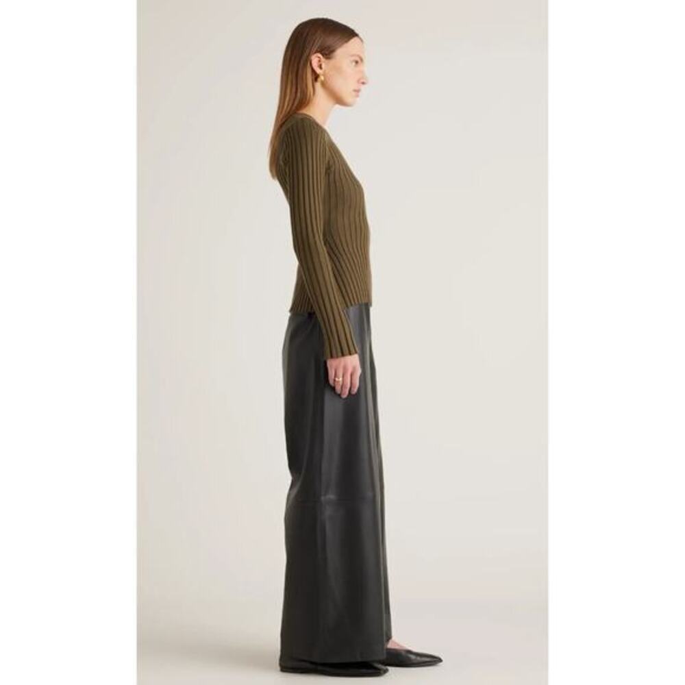 Quince Cotton Cashmere ribbed long sleeve sweater olive - Picture 9 of 9